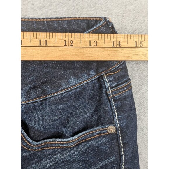 American Eagle Jeans Womens Size 4 Blue Aritst Curvy Flare Embroidered Whiskers - Picture 4 of 16